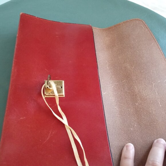 Brown Genuine Leather Hand Bag Document Holder Purse Bag Vintage Strap Antique - Picture 4 of 5